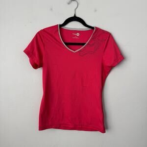 Rossignol Red Short Sleeve V Neck Active Wear Tee Women’s Size M